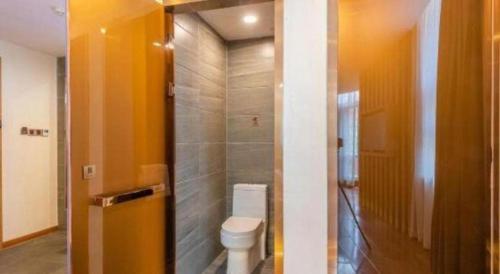 a bathroom with a white toilet in a room at James Joyce Coffetel Harbin Central Street in Harbin