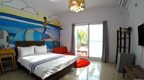Voodi või voodid majutusasutuse Surfspot House toas