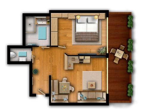 a floor plan of a small apartment at Pepi's Suites - Lechtal Apartments in Holzgau