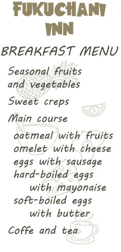 Các lựa chọn bữa sáng cho khách tại Fukuchani Inn Hotel