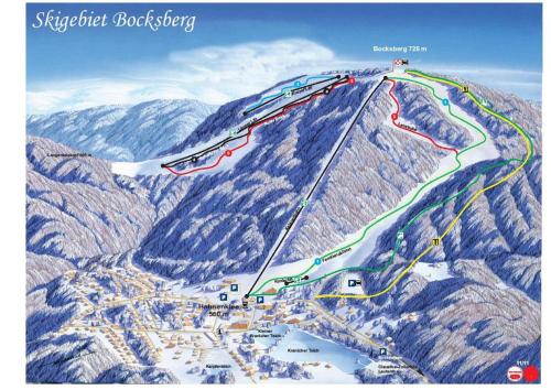 a map of a ski slope on a mountain at Chalet Hahnenklee mit Sauna und Kamin, Harz - Blockhaus in Hahnenklee-Bockswiese