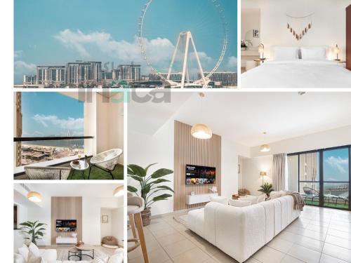 a collage of photos of a hotel room at Boho Studio Beachfront Ain Sea View JBR Walk 1min in Dubai