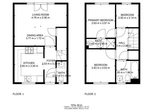 a floor plan of a house at Spacious 3-Bed Home, Parking, Garden, Sleeps 7 in Brettell Lane