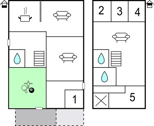 two illustrations of a building with a number grid at Klitgaarden in Kryle