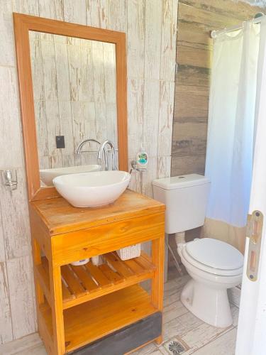 a bathroom with a sink and a toilet at Nogal in San Carlos de Bariloche