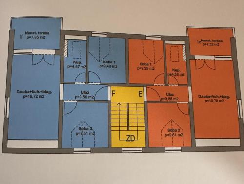 a drawing of a floor plan of a building at Apartmani Indigo in Supetar