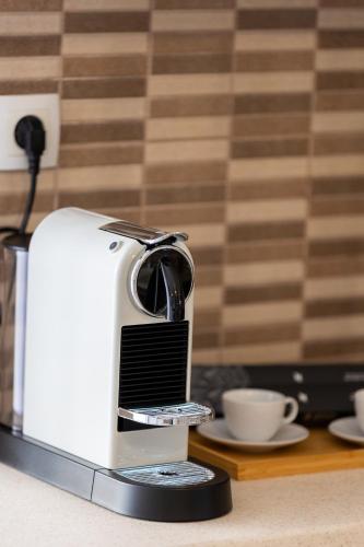 a toaster sitting on top of a counter at SeaAuraApartment in Áyioi Apóstoloi