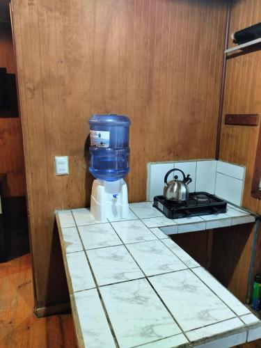 a blender sitting on a counter in a kitchen at Alojamiento Portofino Chañaral. in Ciudad de Chañaral