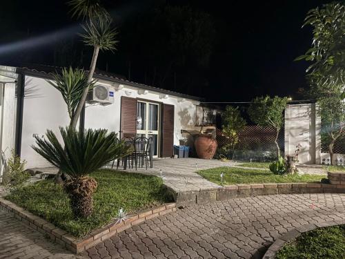 a house with a palm tree in the yard at Villettine le Marie in Ricadi