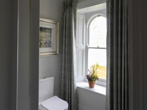 a bathroom with a toilet and a window at The Forest at Mount Congreve Gardens in Kilmeaden