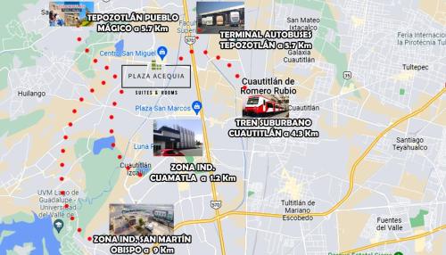 a map of the city of chisinau with attractions at A01 EXECUTIVE SUITE at IZCALLI - TEPOTZOTLAN Single Tourist & Executive Choice Students Companies Executives WELCOME!!! 5min Izcalli-15min Esmeralda-20min Sátelite-25min AIFA in Cuautitlán Izcalli