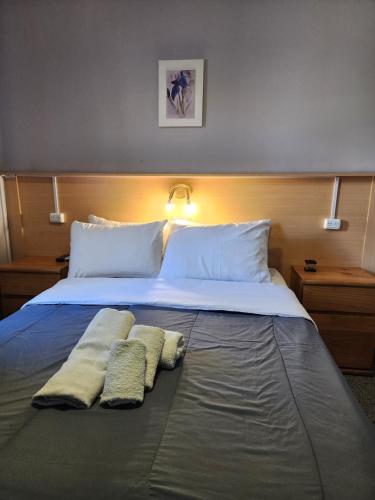 a large bed with two pillows on top of it at HOTEL JUAN b JUSTO GARDEN in Mendoza