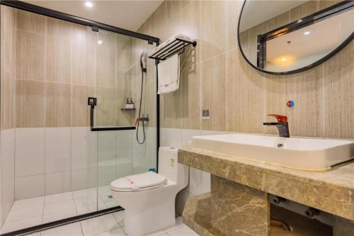 Koupelna v ubytování Thank Inn Hotel Hubei Wuhan Caidian Zhong Fa Xincheng Tongji