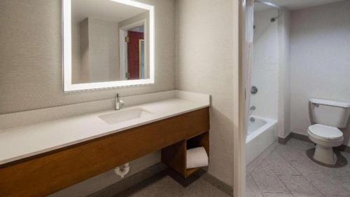 a bathroom with a sink and a toilet and a mirror at Best Western Plus Boston Hotel in Boston
