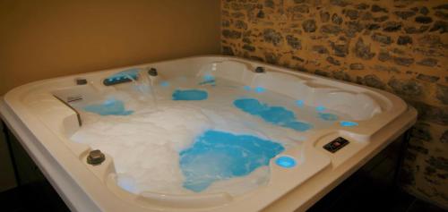 a bath tub covered in blue frosting at Château de Montmireil in Canisy