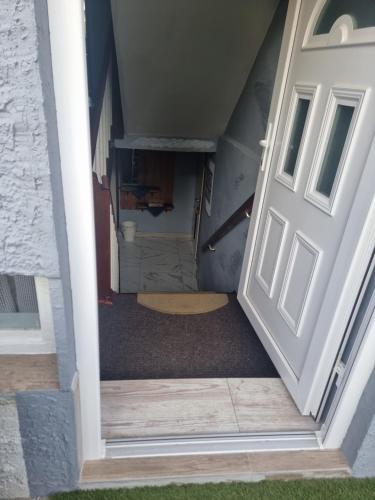 a stairway with a door and a room at Holiday Home in Velika Mlaka
