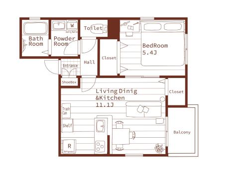 a floor plan of a house at Grace -Vacation stay-10min from Nagoya Free P 40m2 King Nomad in Nagoya