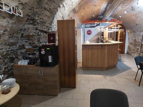 Kuchyň nebo kuchyňský kout v ubytování Penzion Harvart