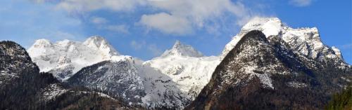 ローファーにあるHotel - Wirts'haus "Zum Schweizer"の雪山連峰
