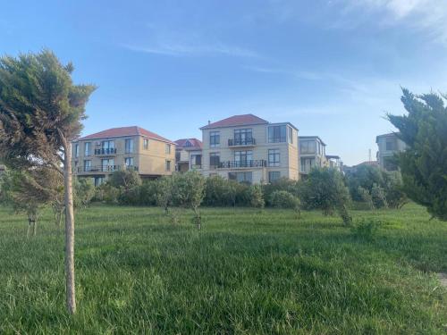 a group of houses in a field of grass at Style Home Buzovna in Baku
