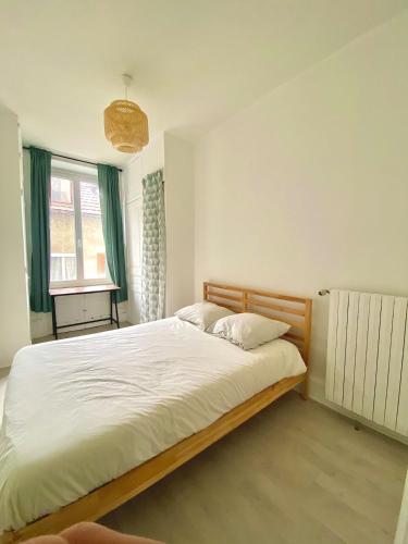 une chambre avec un grand lit et une fenêtre dans l'établissement Le Cocon - 2 Bedrooms, à Grenoble