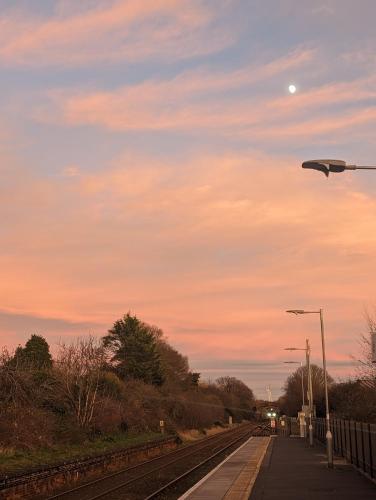a street light on the side of a train track at Seaview House - Flat one in Lowestoft