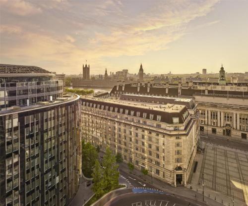 an aerial view of a city with tall buildings at Park Plaza County Hall London in London