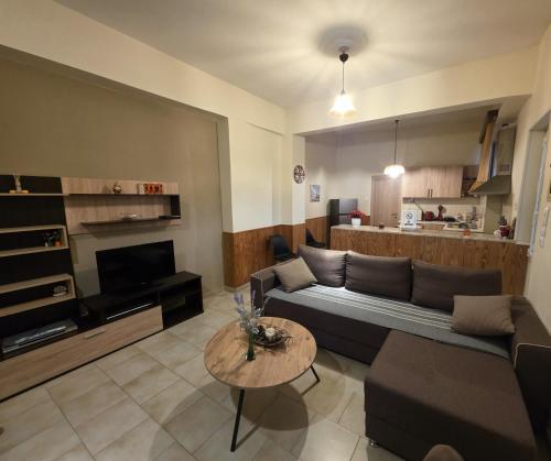 Kuchyň nebo kuchyňský kout v ubytování Leonidas Private Apartment in Sparta
