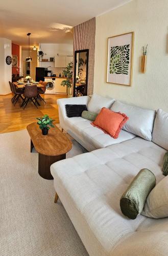 Ruang duduk di stilvolles Design Apartment in Gohlis mit WLAN,Netflix, Waschmaschine