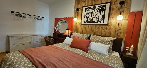 Katil atau katil-katil dalam bilik di stilvolles Design Apartment in Gohlis mit WLAN,Netflix, Waschmaschine