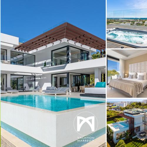 VACATION MARBELLA I Villa Martinica, Turquoise Heated Pool, Rooftop Hot Tub with Sea View, Cine Room, 5 min to the Beach