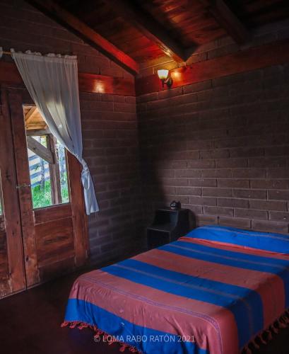 una camera da letto con un letto con una finestra e una porta di LomaRaboRatón a Città di Oaxaca