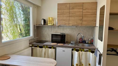 Kuchyň nebo kuchyňský kout v ubytování Charming studio 5 minutes from Strasbourg-Wacken