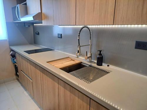 una cucina con un lavello e un piano di lavoro di Ka 3 Merida a Mérida