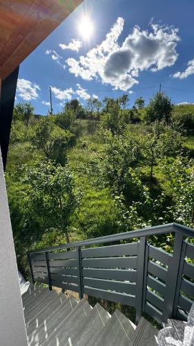 a view of a field from the balcony of a house at Vikendica Malekin in Ripci