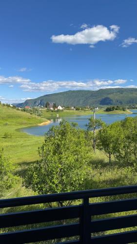 a view of a lake from a fence at Vikendica Malekin in Ripci