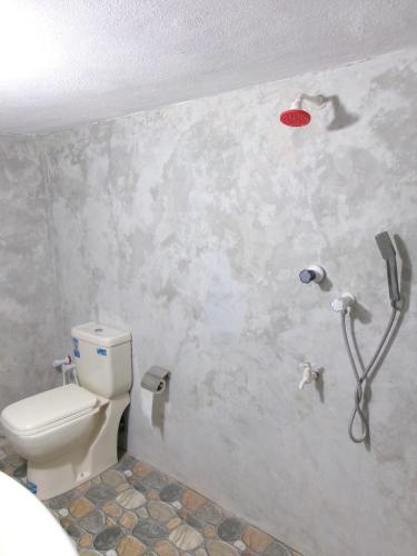 a bathroom with a toilet and a shower at Early birds in Arugam Bay