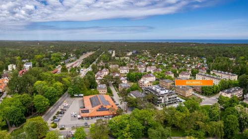 an aerial view of a city with buildings at Belnihel, Sun & Snow in Hel