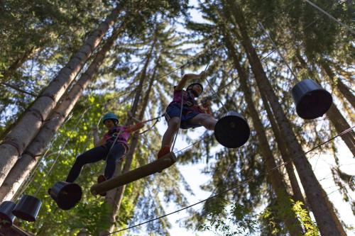 two people are on the rope in the trees at Landhaus Riepler in Wagrain
