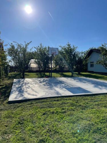 a basketball hoop in the middle of a yard at Deda Momirov zavičaj in Tulež
