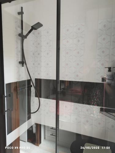a shower with a shower head in a bathroom at CASA GORDON in Navaluenga