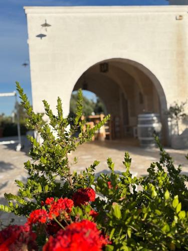 a building with a bunch of flowers in front of it at B&B Lamascopone in Fasano