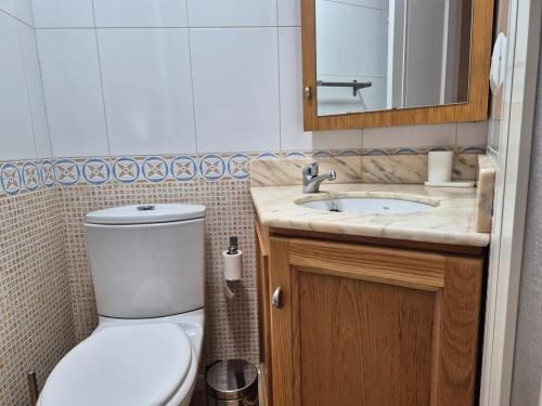 a bathroom with a toilet and a sink at 15A09 Cueva y Mar Apto con garaje in Nueva de Llanes