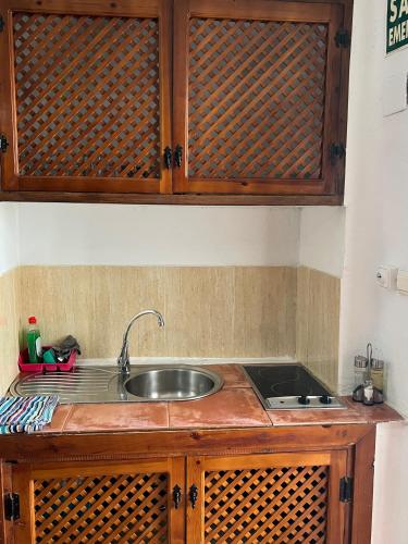 a kitchen counter with a sink and a counter top at Cueva de María 1 in Guadix