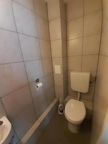 a bathroom with a toilet and a sink at 2-Rent Group Hostel Rooms&Apartments TUB19A in Munich