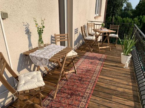 Balkón alebo terasa v ubytovaní Apartamenty Toszeckie LUX