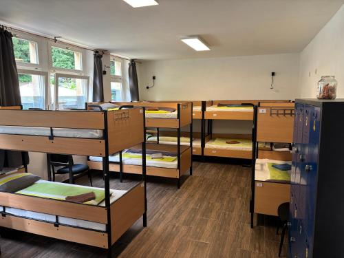 Postel nebo postele na pokoji v ubytování Alte Schule