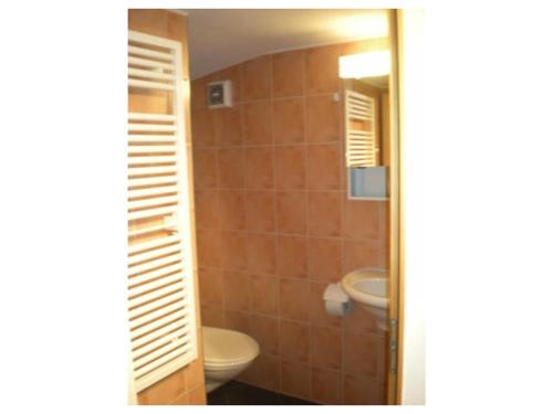 a bathroom with a toilet and a sink at Ferienwohnung Gafner in Brienz