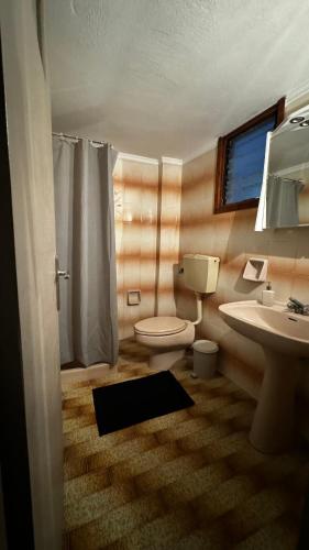 a bathroom with a toilet and a sink at Medusa apartments in Amoudara Herakliou