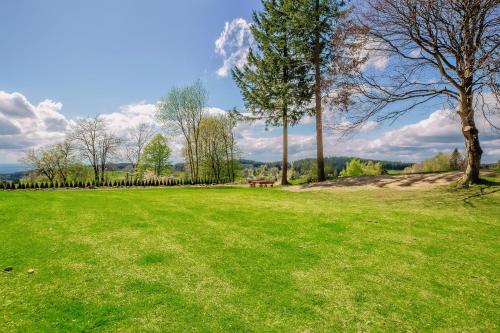 a park with a bench in the middle of a field at Englmar Apartments with free WELLNESS and FITNESS in Sankt Englmar